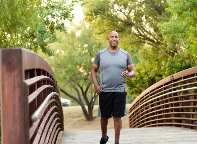 A mature man burns more fat while doing cardio and walking