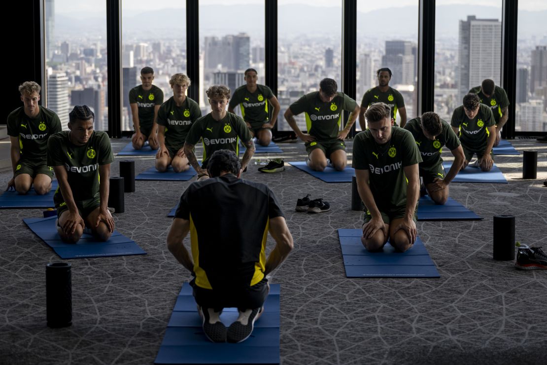 Maintaining a daily routine helps athletes stay prepared, whether they're weekend warriors or pros.  Here, German soccer team Borussia Dortmund trains in Osaka, Japan on July 23.