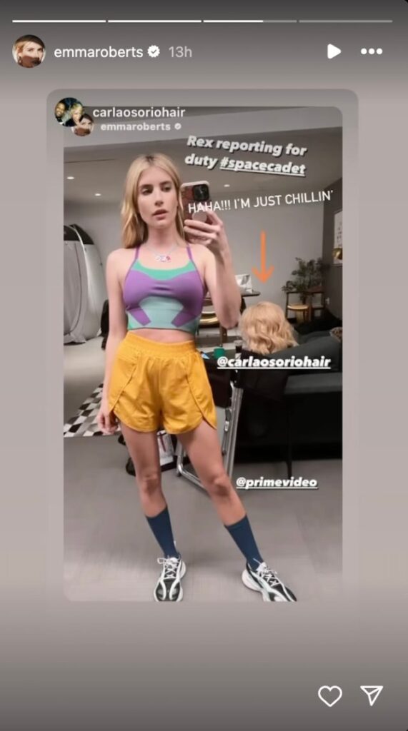 Emma Roberts is a "space cadet" in two-piece workout gear