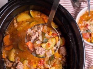 This delicious soup is packed with fresh veggies and savory Italian Summer Soup packed with fresh veggies and savory Italian